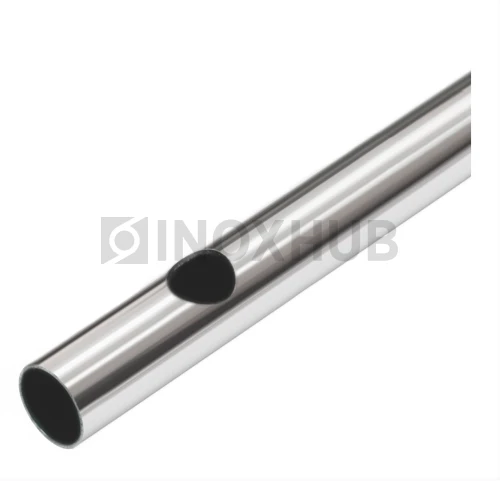 Труба с перфорацией Ø16.3 шагом 110 круглая, AISI 304, A554, 25×1.5×6000, GRIT 600