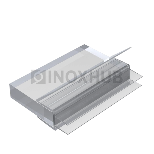 Профиль (206-8 CL) нижний, L=2200, стекло 8.0 мм, ПВХ прозрачный БЕЛЫЙ